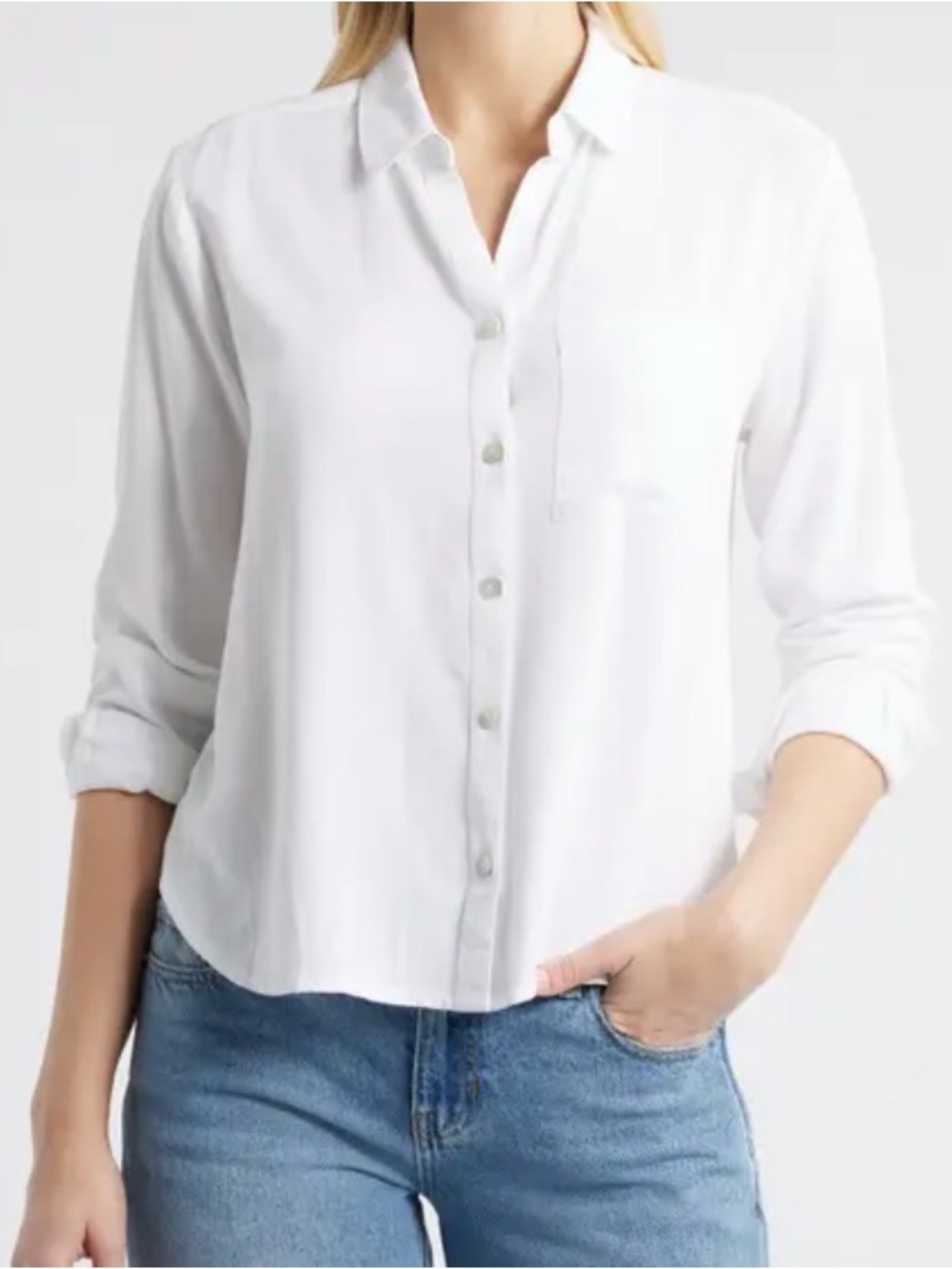 beachlunchlounge White Relaxed Button-Front Blouse
